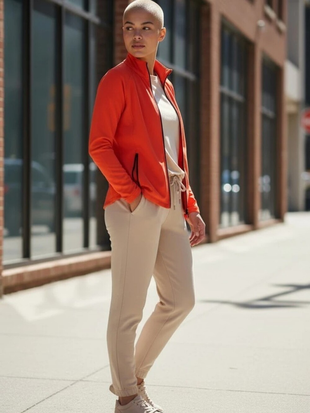 Womans Colosseum Athletic Track Jacket Front Zip Orange Large